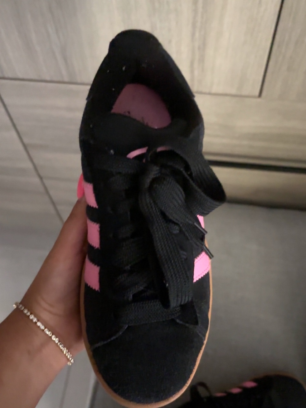 Black & Pink Adidas campus sneakers Women's size 7 - Picture 4 of 5